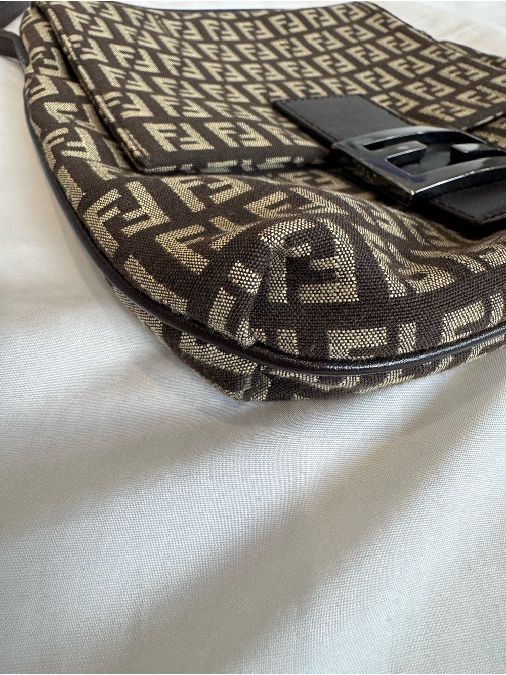 Fendi Monogram Zucca FF Flap Crossbody Messenger Bag in Brown and Beige Canvas - Picture 14 of 16